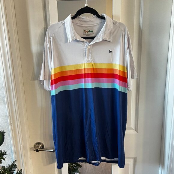 172 Tipsy Elves Striped Short Sleeve Polo Size XXL Color White Blue - Picture 1 of 3